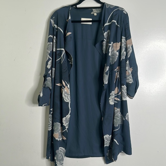 Babaton Quincy teal blue floral jacket size small business casual office - Picture 2 of 8